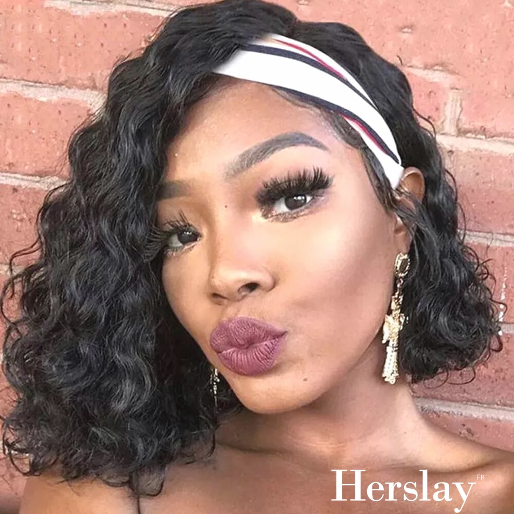Perruque brésilienne bouclée et courte avec bandeau Herslay
